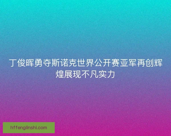 丁俊晖勇夺斯诺克世界公开赛亚军再创辉煌展现不凡实力 丁俊晖勇夺斯诺克世界公开赛亚军再创辉煌展现不凡实力