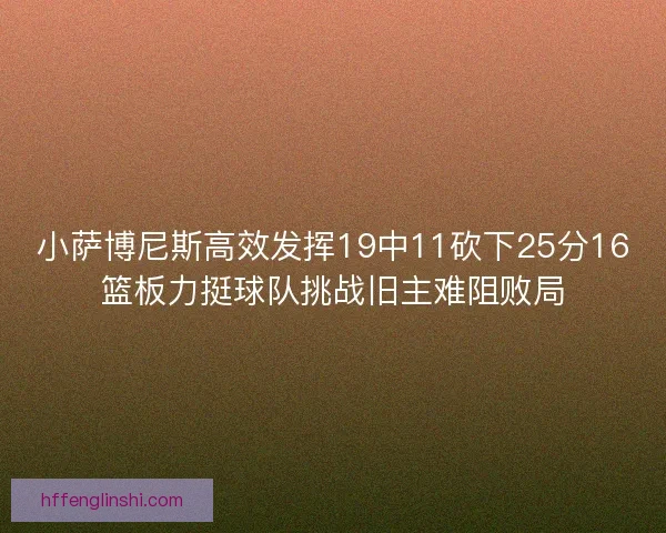 小萨博尼斯高效发挥19中11砍下25分16篮板力挺球队挑战旧主难阻败局 小萨博尼斯高效发挥19中11砍下25分16篮板力挺球队挑战旧主难阻败局